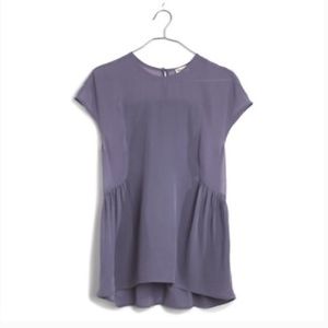 Madewell Lavender Silk Peplum Blouse